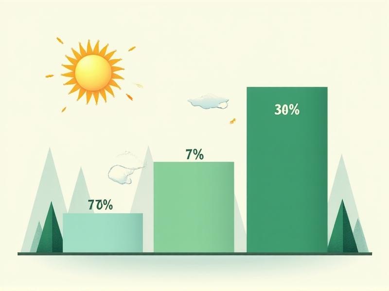 A bar graph comparing energy consumption between earth tube systems and traditional HVAC, with green bars showing significant reductions in kilowatt-hours. The background includes abstract icons of trees and sunrays, styled in a clean corporate infographic with muted pastel tones.